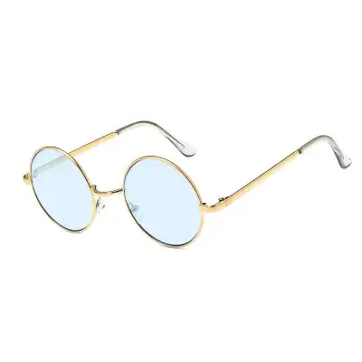 Women Retro Metal Round Frame Sunglasses Resin Lens