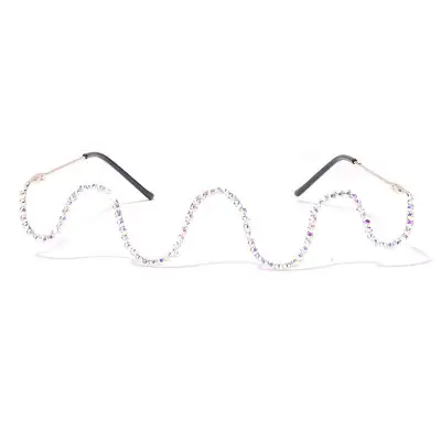 Women Creative Wave Shape Design Rhinestone Decor Sunglasses Frame