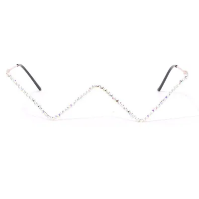 V-shaped Lensless Rhinestone Decoration Glasses Frame
