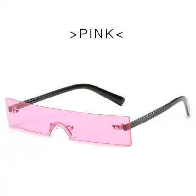 Trendy One-piece Square Frameless Vintage Sunglasses with PC Lens