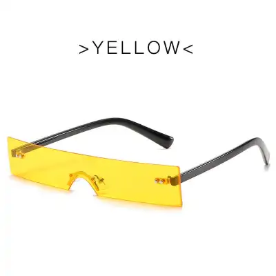 Trendy One-piece Square Frameless Vintage Sunglasses with PC Lens