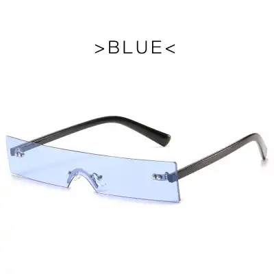 Trendy One-piece Square Frameless Vintage Sunglasses with PC Lens