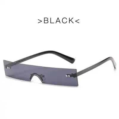 Trendy One-piece Square Frameless Vintage Sunglasses with PC Lens