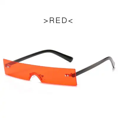 Trendy One-piece Square Frameless Vintage Sunglasses with PC Lens