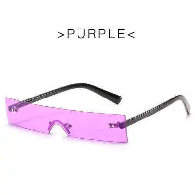 Trendy One-piece Square Frameless Vintage Sunglasses with PC Lens
