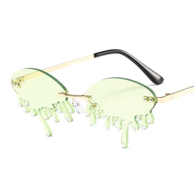 Women Unique Tears Shape Rhinestone Decor Sunglasses