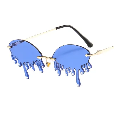 Women Unique Tears Shape Rhinestone Decor Sunglasses
