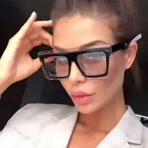 Women Square Frame Two-Color Stitching Sunglasses