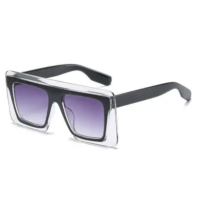 Women Square Frame Two-Color Stitching Sunglasses