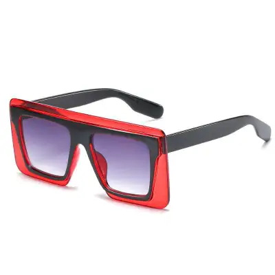 Women Square Frame Two-Color Stitching Sunglasses
