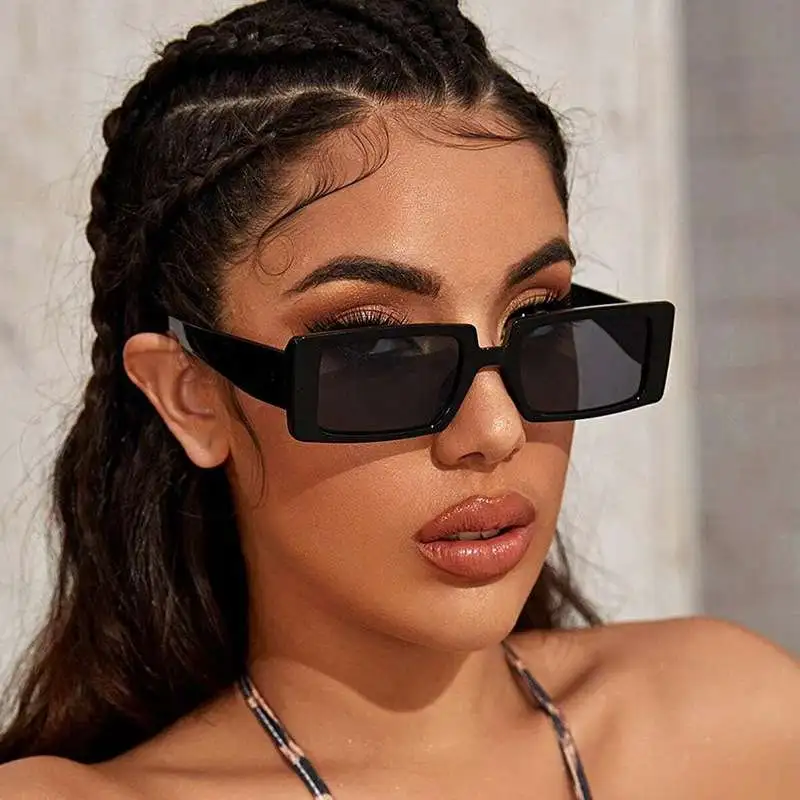 Women Fashion Transparent Square Frame Sunglasses Vintage Ac Lens