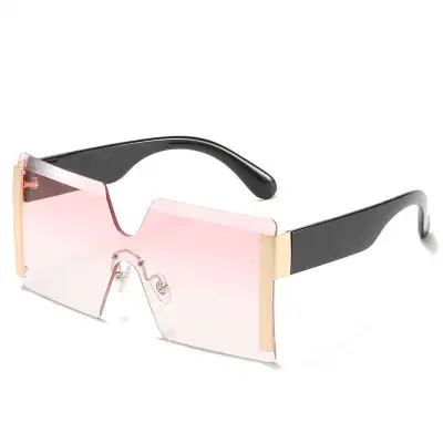 Women Fashion Siamese Frameless Vintage Sunglasses Square Frame PC AC Lens
