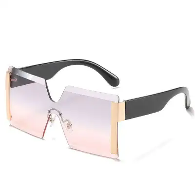 Women Fashion Siamese Frameless Vintage Sunglasses Square Frame PC AC Lens