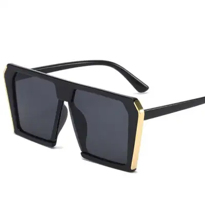 Women Fashion Big Frame Metal Decor Sunglasses Square