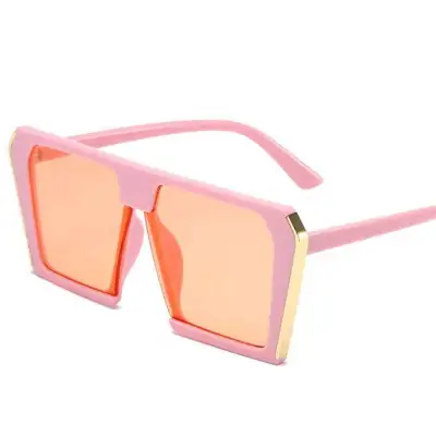 Women Fashion Big Frame Metal Decor Sunglasses Square