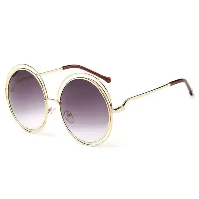 Women Fashion Metal Round Frame Sunglasses