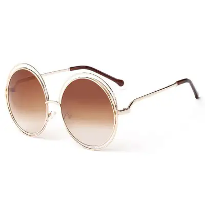 Women Fashion Metal Round Frame Sunglasses