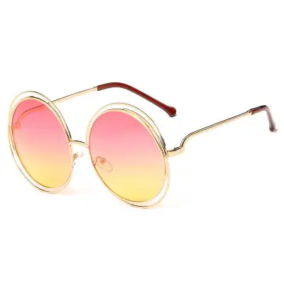 Women Fashion Metal Round Frame Sunglasses