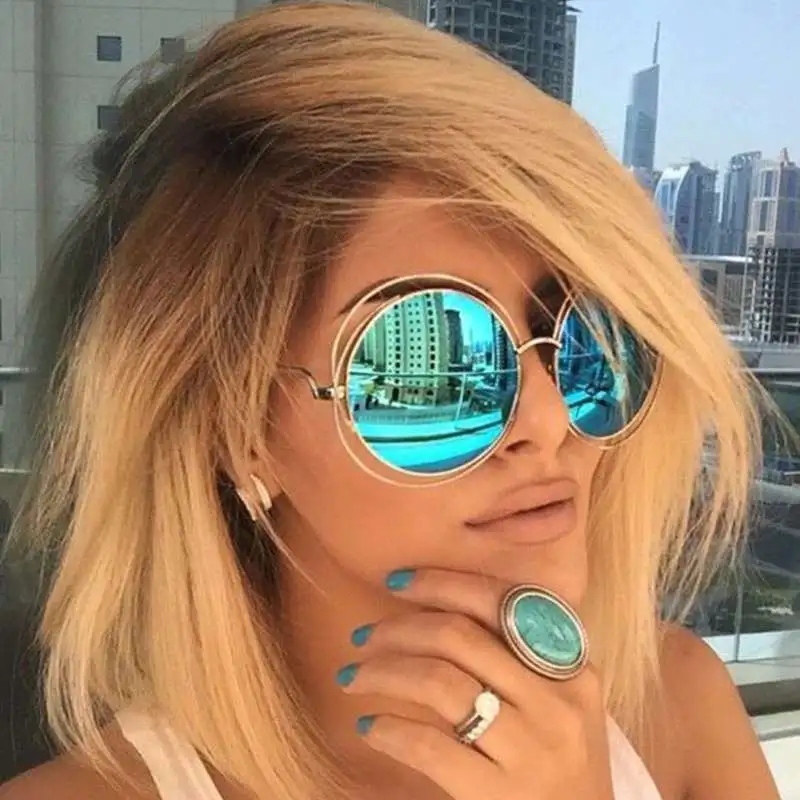 Women Fashion Metal Round Frame Sunglasses