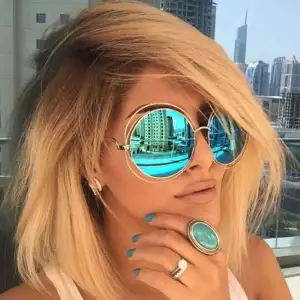 Women Fashion Metal Round Frame Sunglasses
