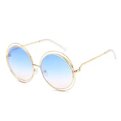 Women Fashion Metal Round Frame Sunglasses