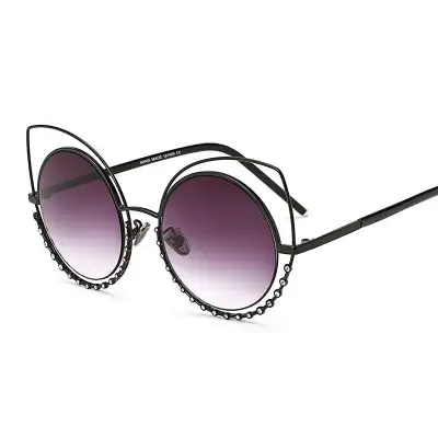 Women Fashion Rhinestone Decor Cat-eye Sunglasses