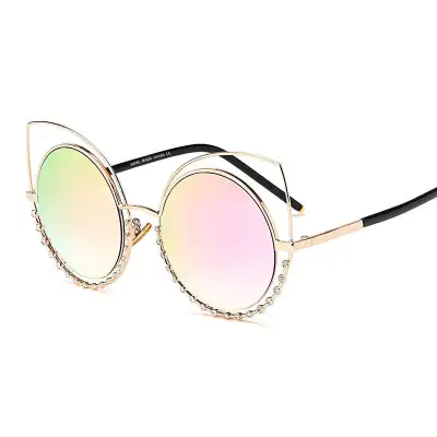 Women Fashion Rhinestone Decor Cat-eye Sunglasses