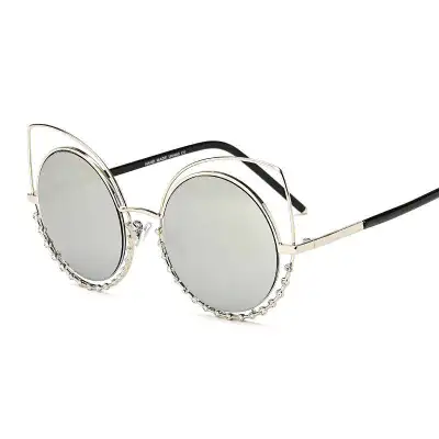 Women Fashion Rhinestone Decor Cat-eye Sunglasses