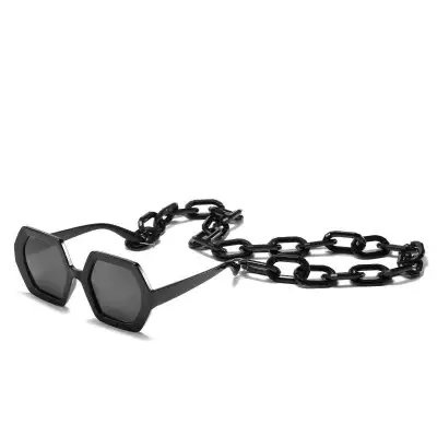 Women Fashion Large Frame Sunglasses With Chain