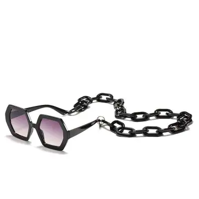 Women Fashion Large Frame Sunglasses With Chain