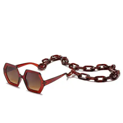 Women Fashion Large Frame Sunglasses With Chain