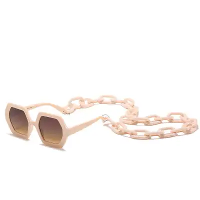 Women Fashion Large Frame Sunglasses With Chain