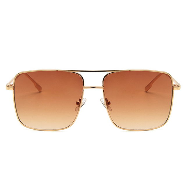 Wholesale Retro Big Square Double Bridge Metal Frame Sunglasses