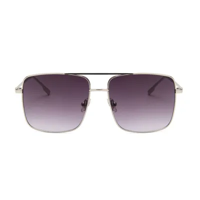 Retro Big Square Double Bridge Metal Frame Sunglasses