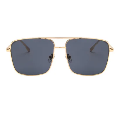 Retro Big Square Double Bridge Metal Frame Sunglasses
