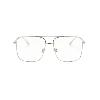 Retro Big Square Double Bridge Metal Frame Sunglasses