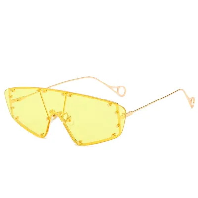 Unique One-piece Lens Metal Frame Polygon Sunglasses for Women