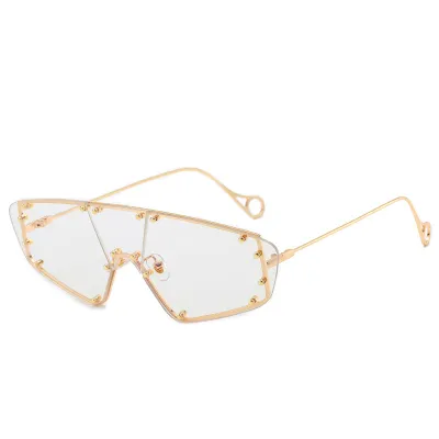 Unique One-piece Lens Metal Frame Polygon Sunglasses for Women