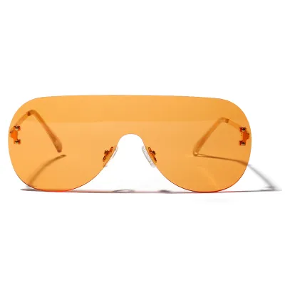 Fashion New One Piece Frameless Sunglasses with Metal Frame