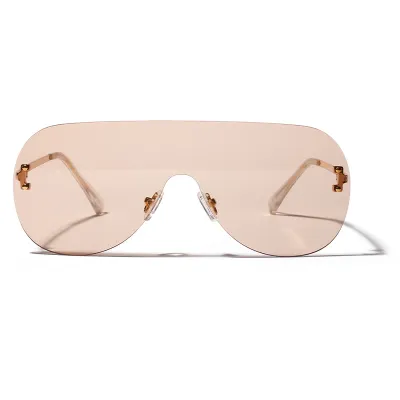 Fashion New One Piece Frameless Sunglasses with Metal Frame