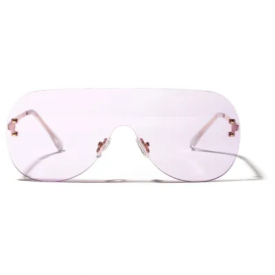 Fashion New One Piece Frameless Sunglasses with Metal Frame