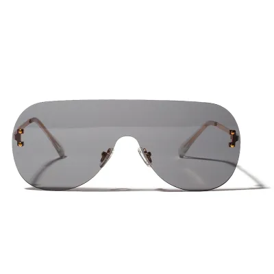 Fashion New One Piece Frameless Sunglasses with Metal Frame