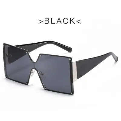 New Gradient Large Metal Frame One-Piece Vintage Sunglasses