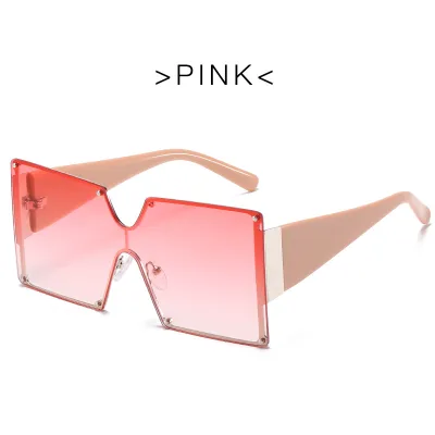 New Gradient Large Metal Frame One-Piece Vintage Sunglasses
