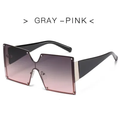 New Gradient Large Metal Frame One-Piece Vintage Sunglasses