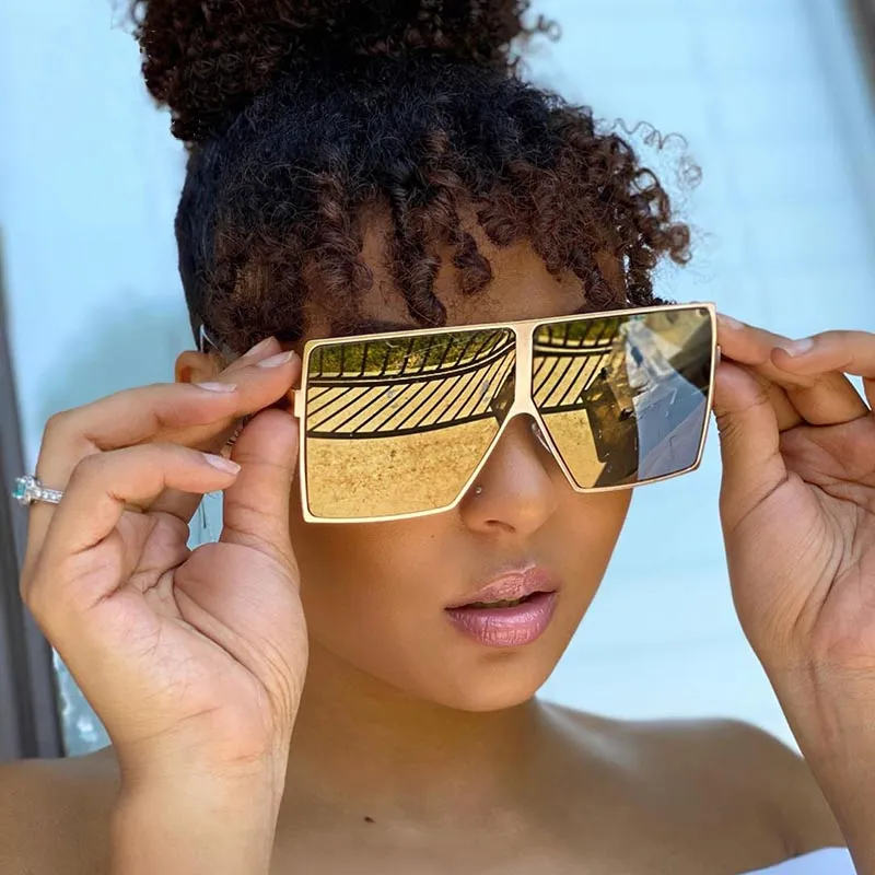 Stylish Unisex Large Metal Frame Square Sunglasses