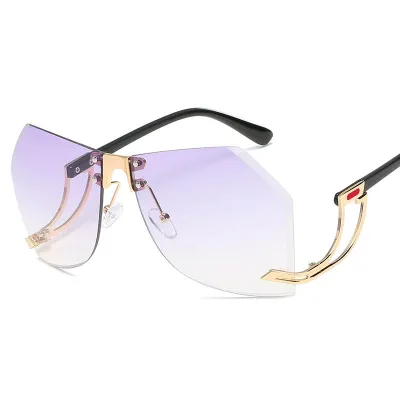 Women Fashion Irregular Lens Frameless Sunglasses PC Metal