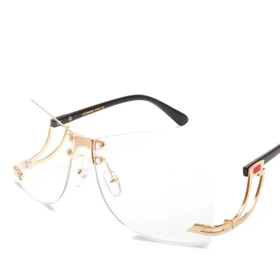 Women Fashion Irregular Lens Frameless Sunglasses PC Metal