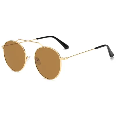 Retro Round Metal Frame TAC Lens Sun-Shading Sunglasses
