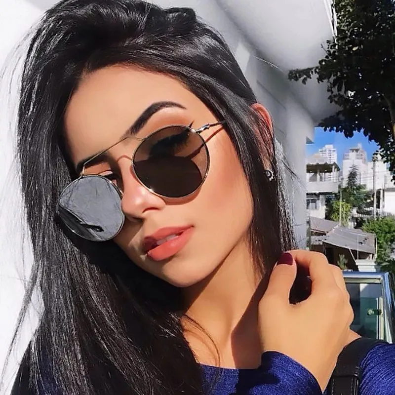 Retro Round Metal Frame TAC Lens Sun-Shading Sunglasses